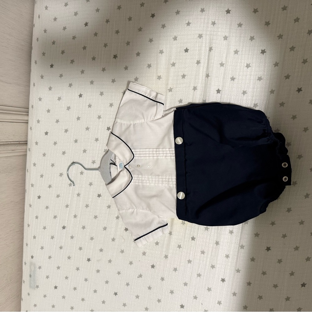 Blue and White One Piece Diaper Cover with Classic Style